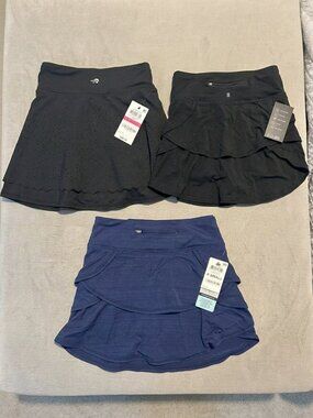 LOT OF 3: IDEOLOGY Practical Basics Tiered Ruffle Athletic Skort Skirts NWT Size
